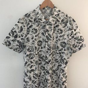 Lululemon men's large Airing Easy Short Sleeve Shirt (black & white)